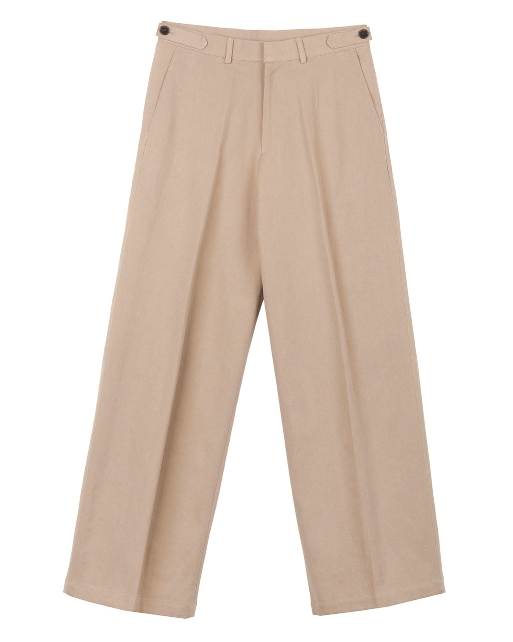 Pantalon droit à taille boutonnée en coton