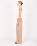 Pantalon droit à taille boutonnée en coton