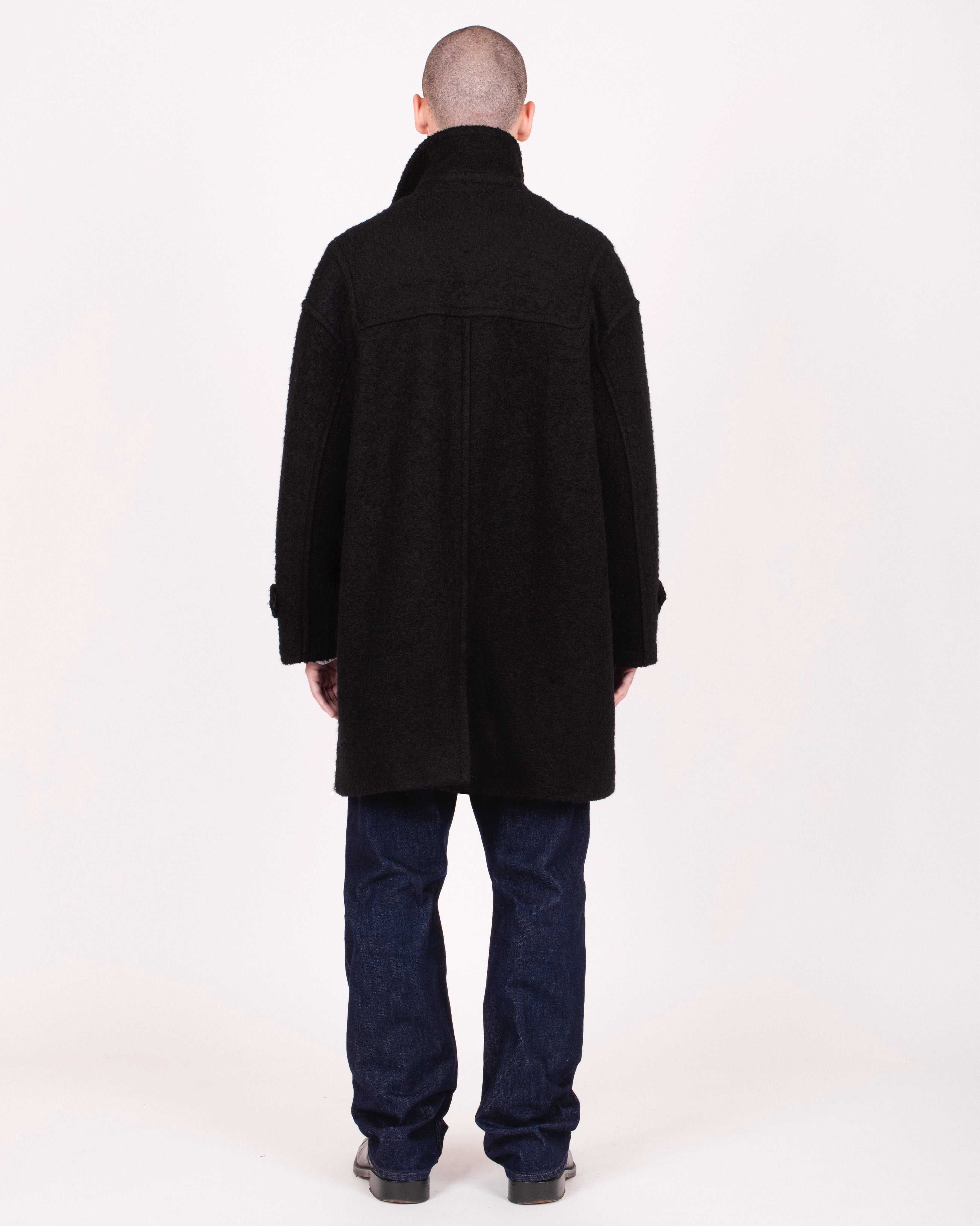 Manteau croisé en laine semi-bouclée
